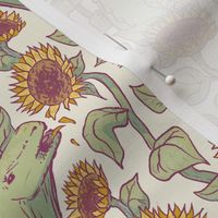 Sauropods in the Sunflowers, ivory, small