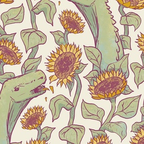 Sauropods in the Sunflowers, ivory, jumbo