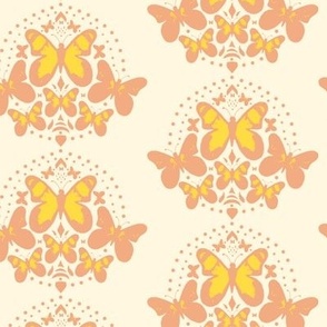 Butterfly Damask - Cream & Pink