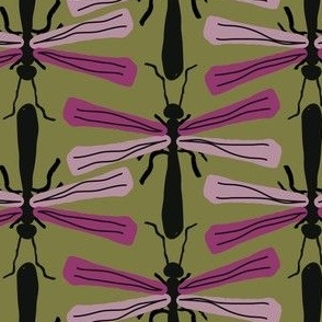 (L) 5.2 x 2.9 Doodle flies creeping thyme green, purple, mauve