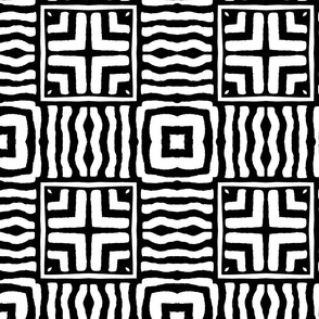 Black And White Organic Shapes Tribal Mudcloth Pattern  Smaller Scale