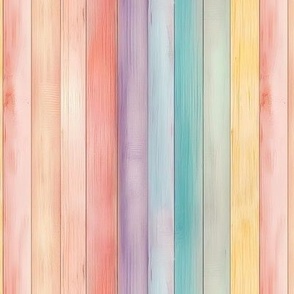 SMALL PASTEL WOODEN PARQUETRY PLANK RAINBOW STRIPES 4 FLWRHT