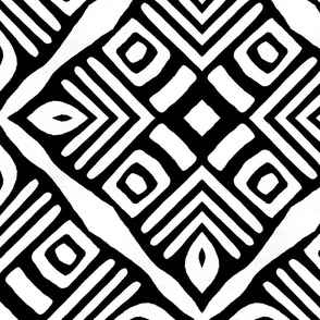 Black And White Organic Shapes Tribal Mudcloth Pattern II