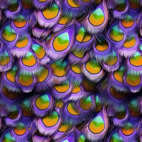 ORANGE PURPLE COLORFUL PEACOCK FEATHERS 6 FLWRHT