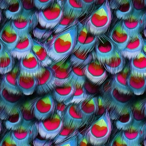 BLUE RED PINK COLORFUL PEACOCK FEATHERS 7 FLWRHT