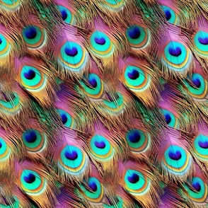 MULTICOLOR PASTEL FLUFFY PEACOCK FEATHERS 9 FLWRHT