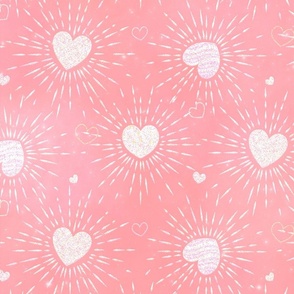 Large // Heart glitters on pink 