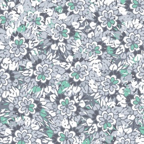 ditsy floral in gray and green by rysunki_malunki