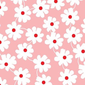 girly white daisies on bubblegum pink by rysunki_malunki