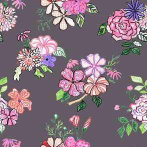 (large) abstract bouquet mishmash pattern grey