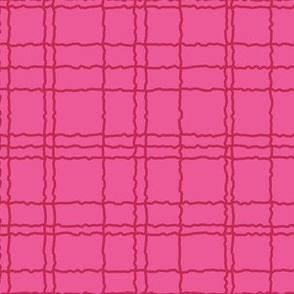 wobbly check, fine check, vintage check in pink and deep pink/red