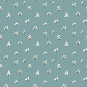 Super SMALL scattered FLOWERS ON BLUE background