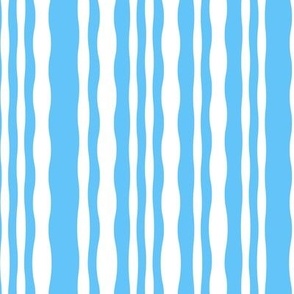 Wobbly stripes, wavey lines in pretty blue and white