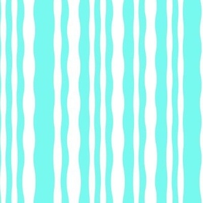 Wobbly pastel stripes, wavey lines in aqua green turquoise and white