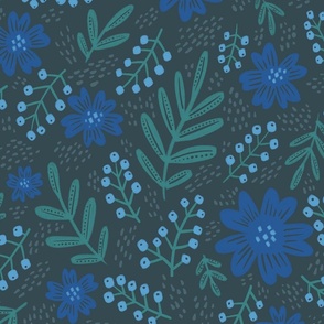 Pantone Ultra-Steady Wallpaper with Flowers, Leaves and Berries