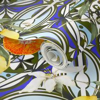 Mediterranean style,lemon fruit,oranges,tiles,pattern 