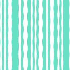 Wobbly pastel stripes, wavey lines in mint green and white