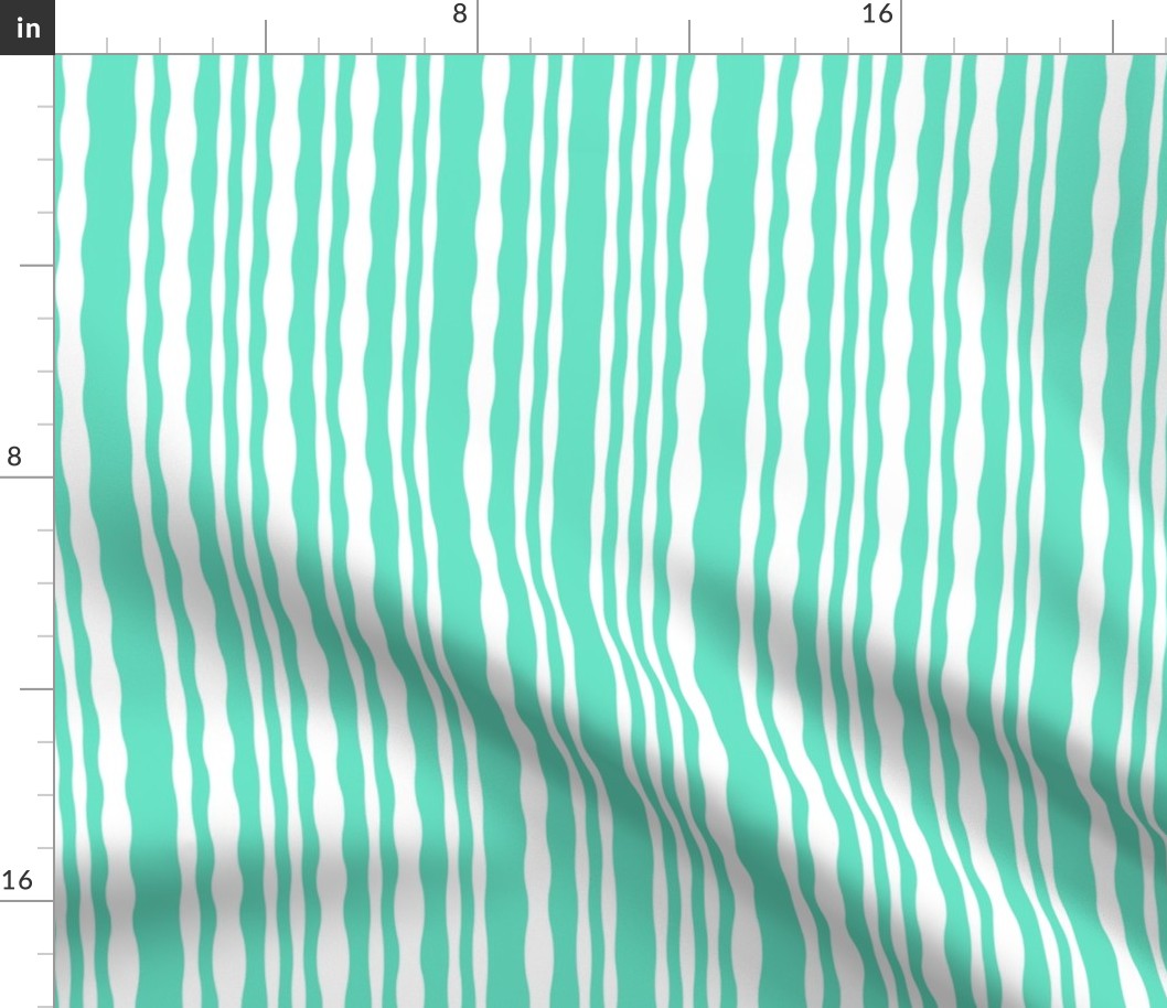 Wobbly pastel stripes, wavey lines in mint green and white