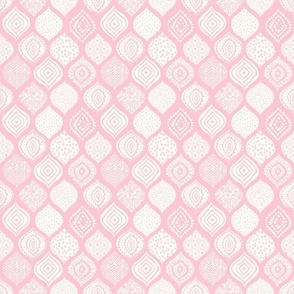 Patterned Moroccan Ikat Tile - Pink and White