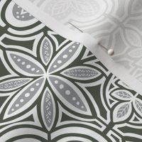 Talavera Style Tile - Dusty Forest Green and Grey (medium scale)