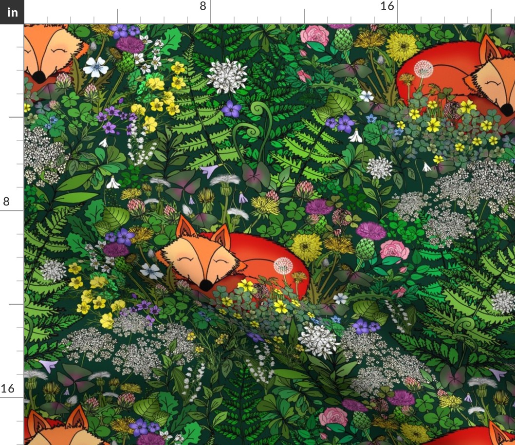 Sleepy Fox In a Wildflower Meadow (large scale) 