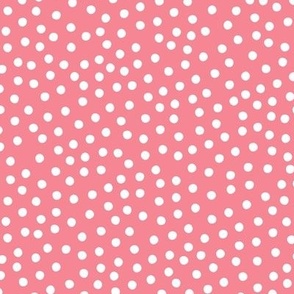 small white spots dots on coral pink, fall, warm shades, 