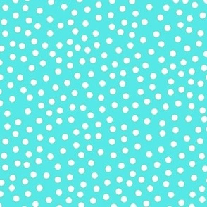 small white spots dots on turquoise, spring dots, dotty spring