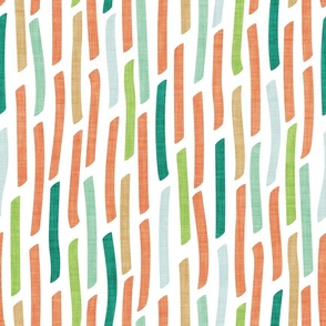 Normal scale // Confetti vertical stripes // white background crusta orange honey yellow pine chinook limerick green faux textured dashed lines dinosaur birthday party decor