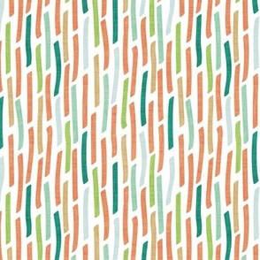Small scale // Confetti vertical stripes // white background crusta orange honey yellow pine chinook limerick green faux textured dashed lines dinosaur birthday party decor