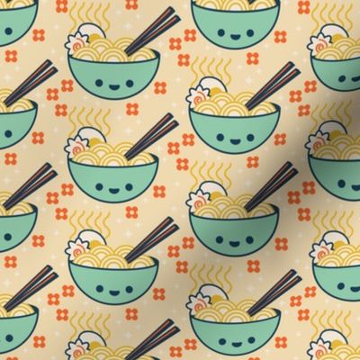 Cute Happy Ramen Noodle Bowl Pattern