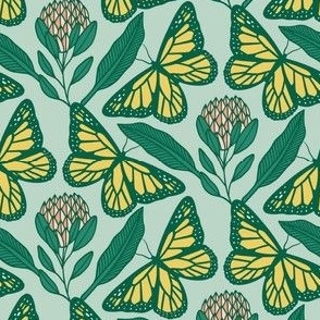 Tropical Monarch Butterfly & African Flower Pattern