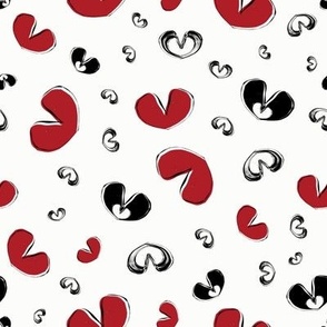 Funky Black Red Scattered Grunge Hearts