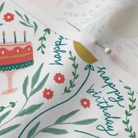 Small - Happy Birthday - cake or pie? - original white with teal