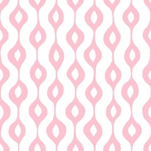 Hand Drawn Doodle Ogee Pinstripes, Baby Pink and White (Medium Scale)