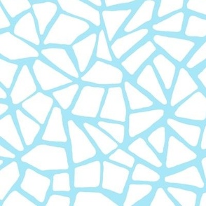 Hand Drawn Cracked Kintsugi Mosaic, Baby Blue and White (Medium Scale)