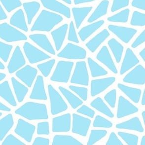 Hand Drawn Cracked Kintsugi Mosaic, White on Baby Blue (Medium Scale)