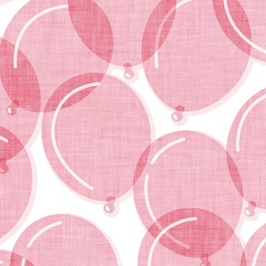 Large jumbo scale // Party time // white background cotton candy pink rounded transparent faux textured birthday balloons 