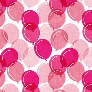 Small scale // Party time // white background cotton pink shades rounded transparent faux textured birthday balloons 