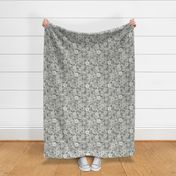 03 Soft Spring- Victorian Floral- Off White on Pewter- Climbing Vine with Flowers- Petal Signature Solids - Gray- Grey- Taupe- Natural- Neutral- Nursery Wallpaper- William Morris Inspired- Small