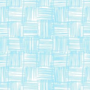 Hand Drawn Doodle Basket Weave, Baby Blue and White (Medium Scale)