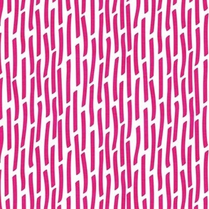 Small scale // Confetti vertical stripes // white background fuchsia pink faux textured dashed lines dinosaur birthday party decor