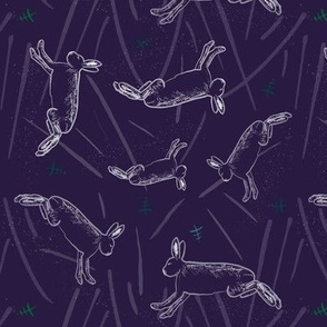 Night Hares, purple, 2.5” rabbits