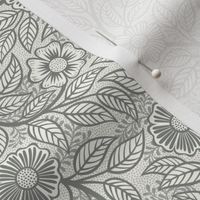 03 Soft Spring- Victorian Floral-Pewter on Off White- Climbing Vine with Flowers- Petal Signature Solids - Gray- Grey- Taupe- Natural- Neutral- William Morris Wallpaper- Mini