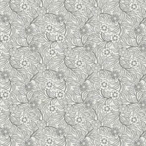 03 Soft Spring- Victorian Floral-Pewter on Off White- Climbing Vine with Flowers- Petal Signature Solids - Gray- Grey- Taupe- Natural- Neutral- William Morris Wallpaper- Micro