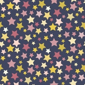 Ditsy Simple Stars in Pink Blue Gold