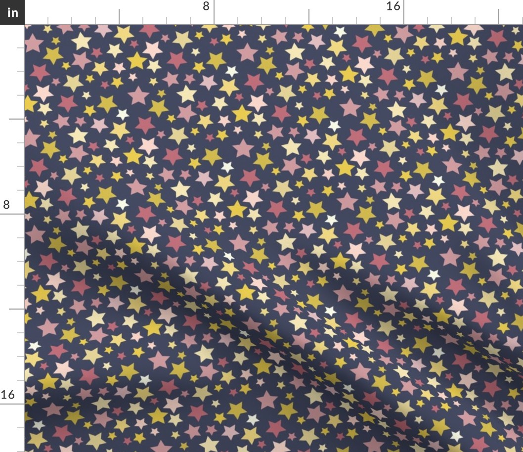 Ditsy Simple Stars in Pink Blue Gold