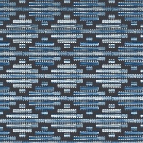 Denim Blue Embroidery Effect Stitch Diamond  Lozenge
