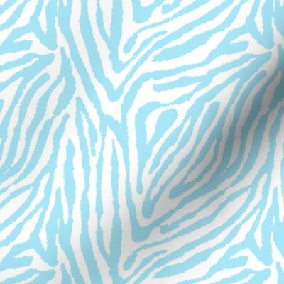 Fun Playful Zebra Stripes Print in Baby Blue and White (Small Scale)