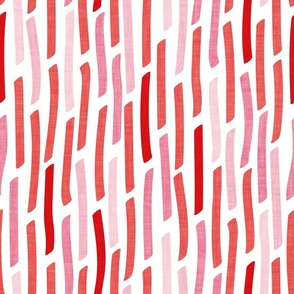 Normal scale // Confetti vertical stripes // white background pink coral and red faux textured dashed lines dinosaur birthday party decor