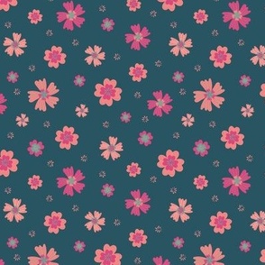 Bright Pink Teal Tropical Flowers 5"